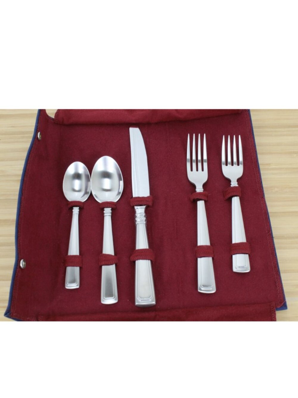 Longaberger Woven Traditions Flatware Place Setting Forks spoon knife Case 5 pc.